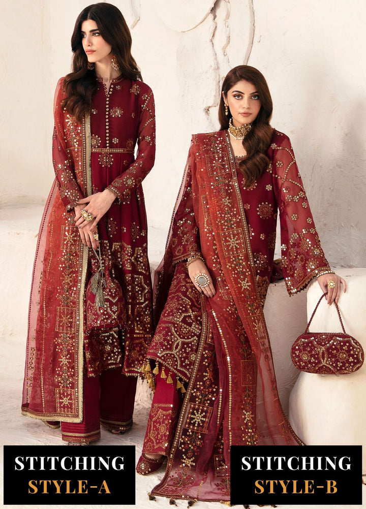Heer By Alizeh Embroidered Chiffon Suit Unstitched 3 Piece AFB24HF 06-Aween - Luxury Formal Collection