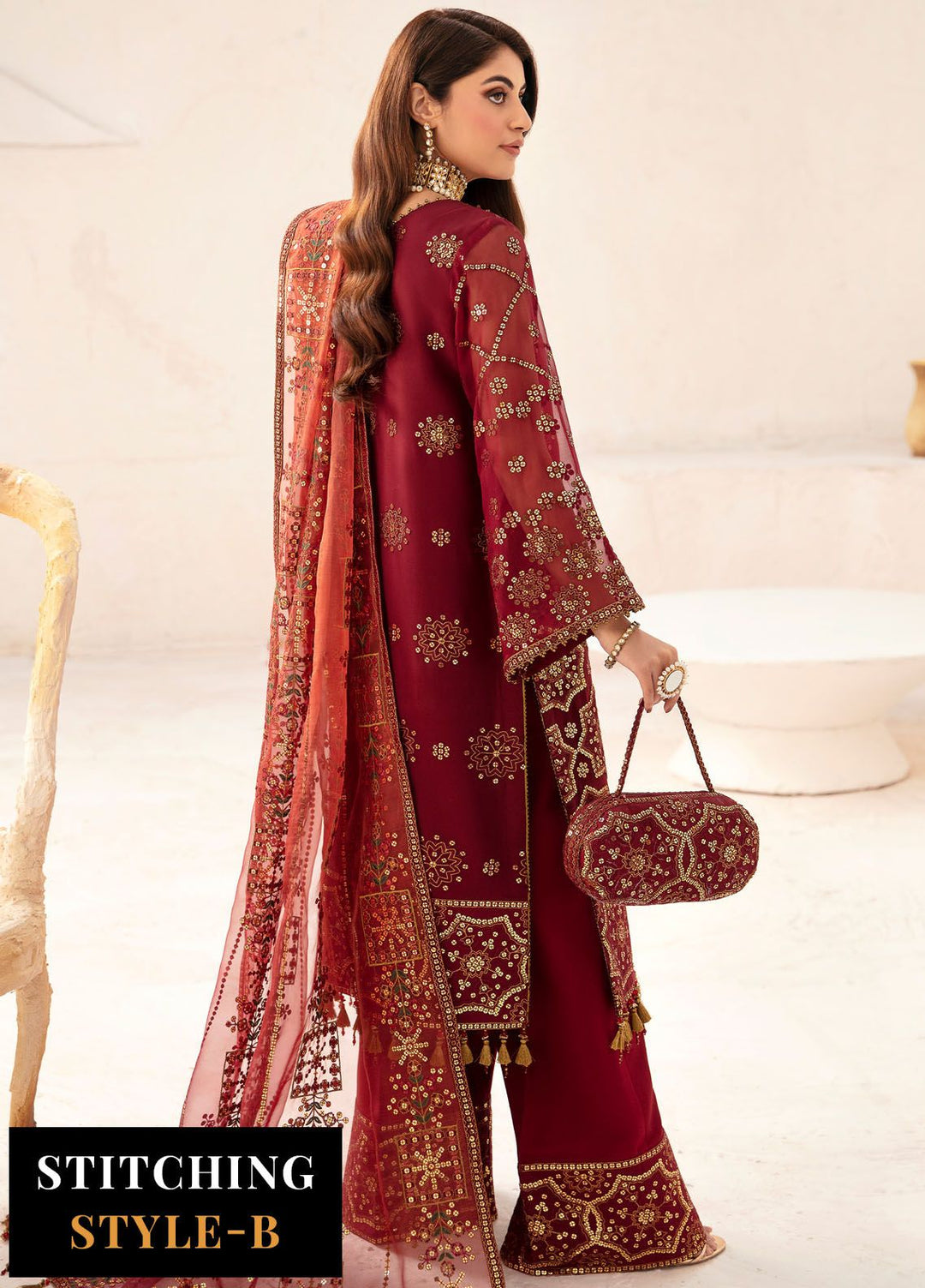 Heer By Alizeh Embroidered Chiffon Suit Unstitched 3 Piece AFB24HF 06-Aween - Luxury Formal Collection