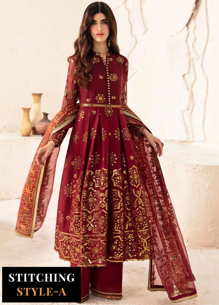 Heer By Alizeh Embroidered Chiffon Suit Unstitched 3 Piece AFB24HF 06-Aween - Luxury Formal Collection