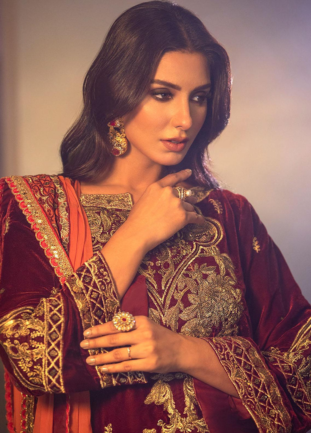 Heer By Noorma Kaamal Embroidered Velvet Suits Unstitched 3 Piece NK22H NK-V-05 - Luxury Collection