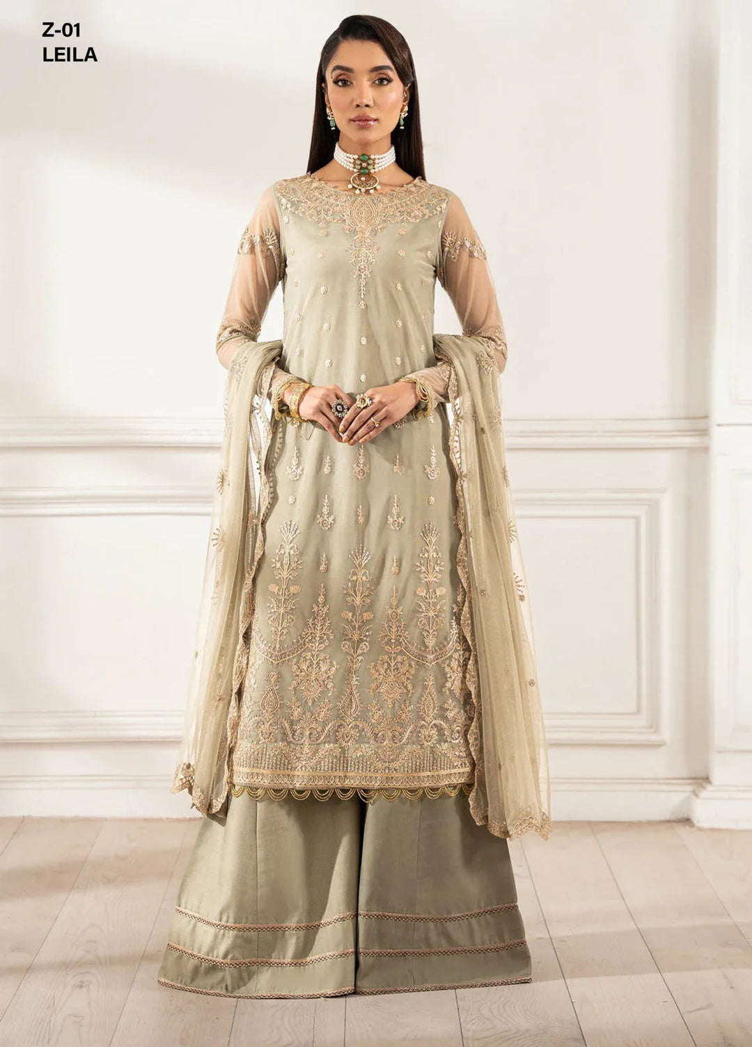 Heer by Zarif Embroidered Net Suit Pret 3 Piece ZR25UF Z-01 Leila - Formals Collection