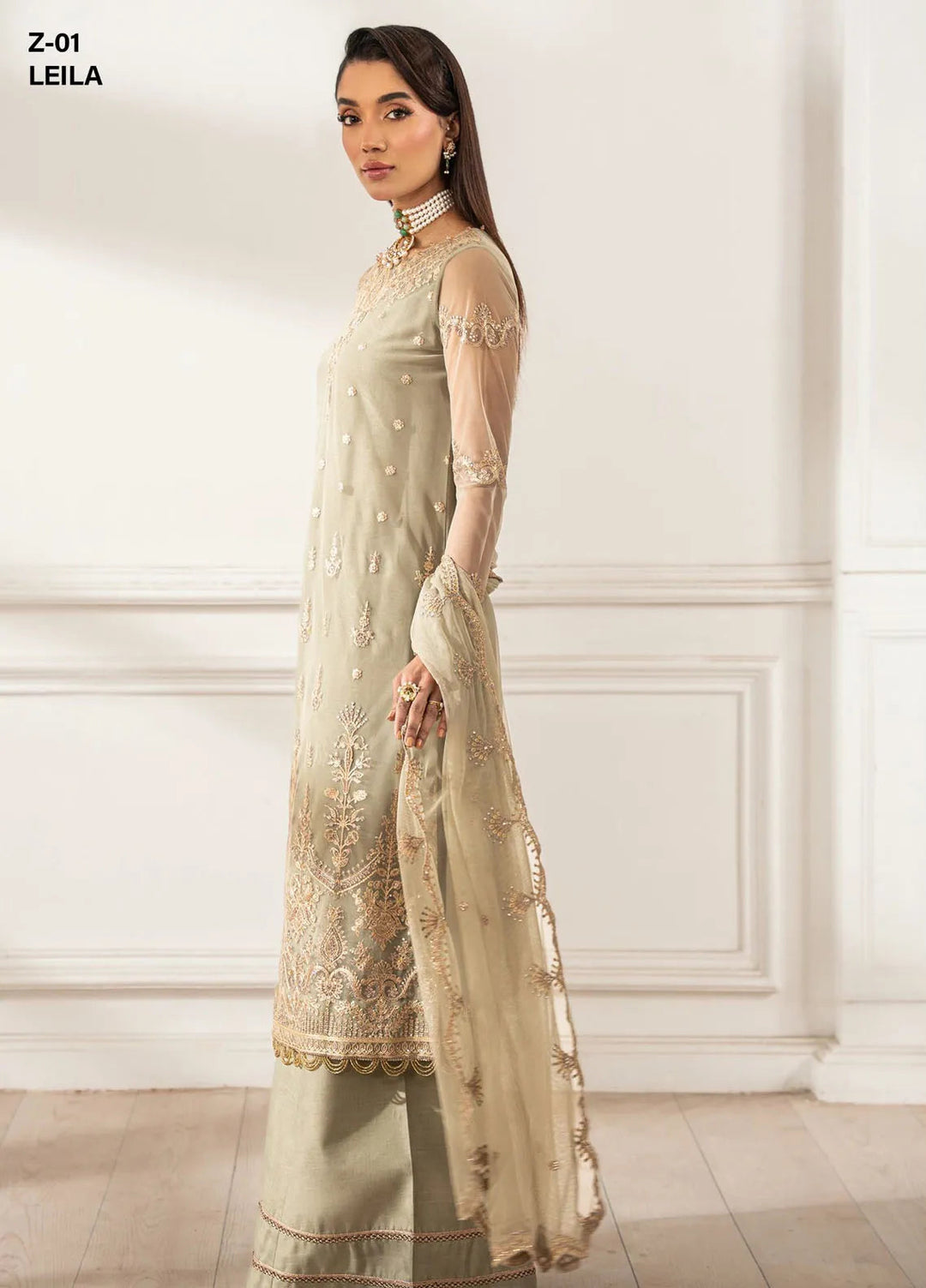 Heer by Zarif Embroidered Net Suit Pret 3 Piece ZR25UF Z-01 Leila - Formals Collection