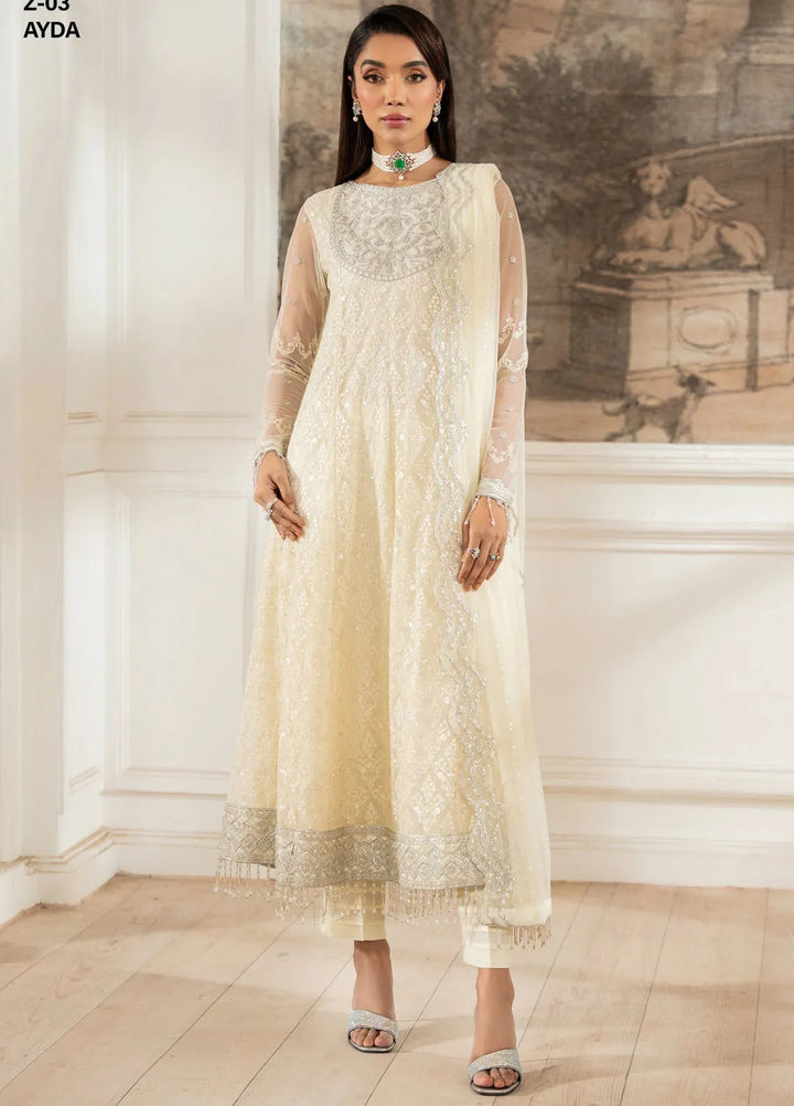 Heer by Zarif Embroidered Net Suit Pret 3 Piece ZF25HF Z-03 Ayda - Formals Collection