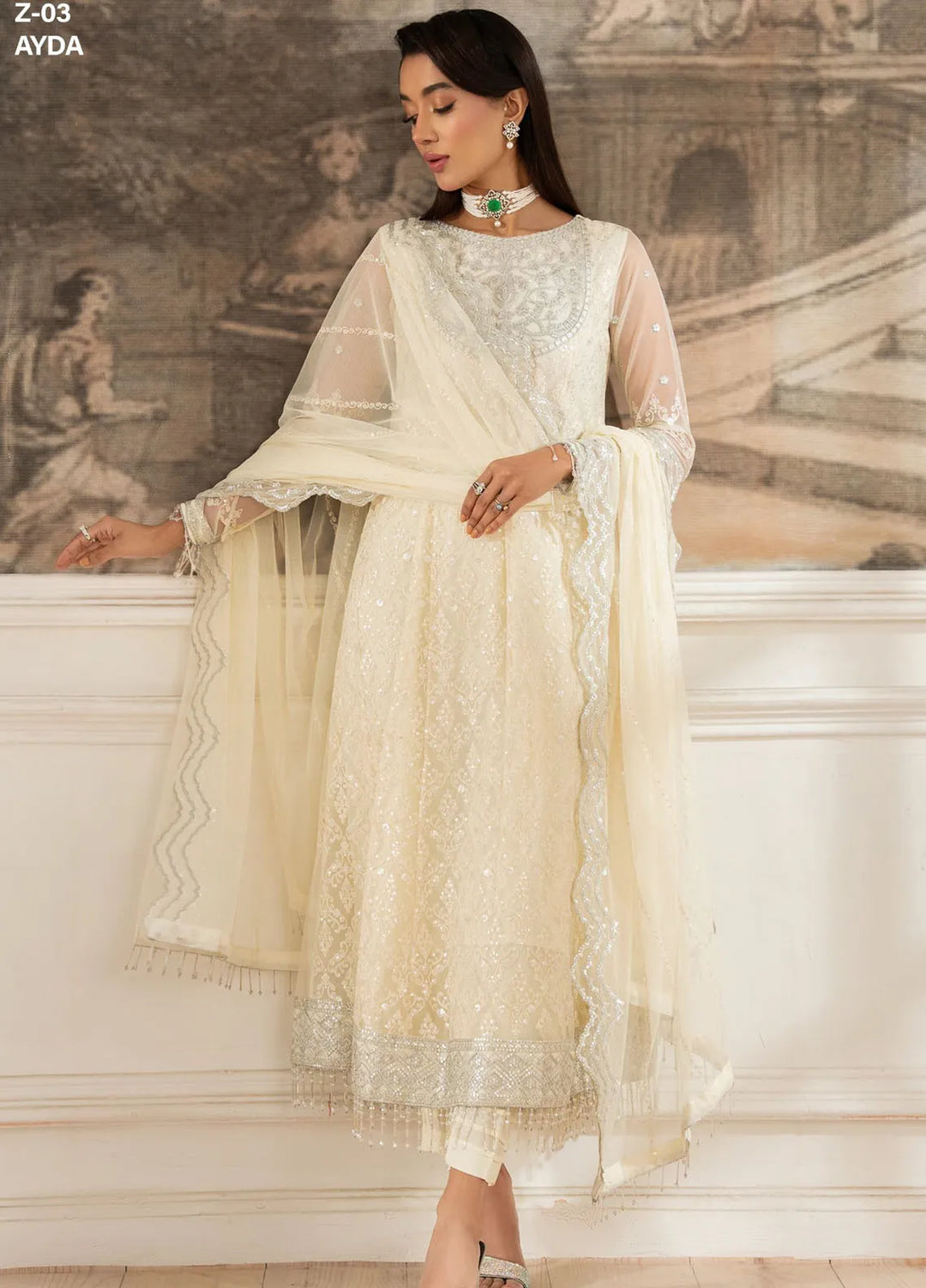 Heer by Zarif Embroidered Net Suit Pret 3 Piece ZF25HF Z-03 Ayda - Formals Collection