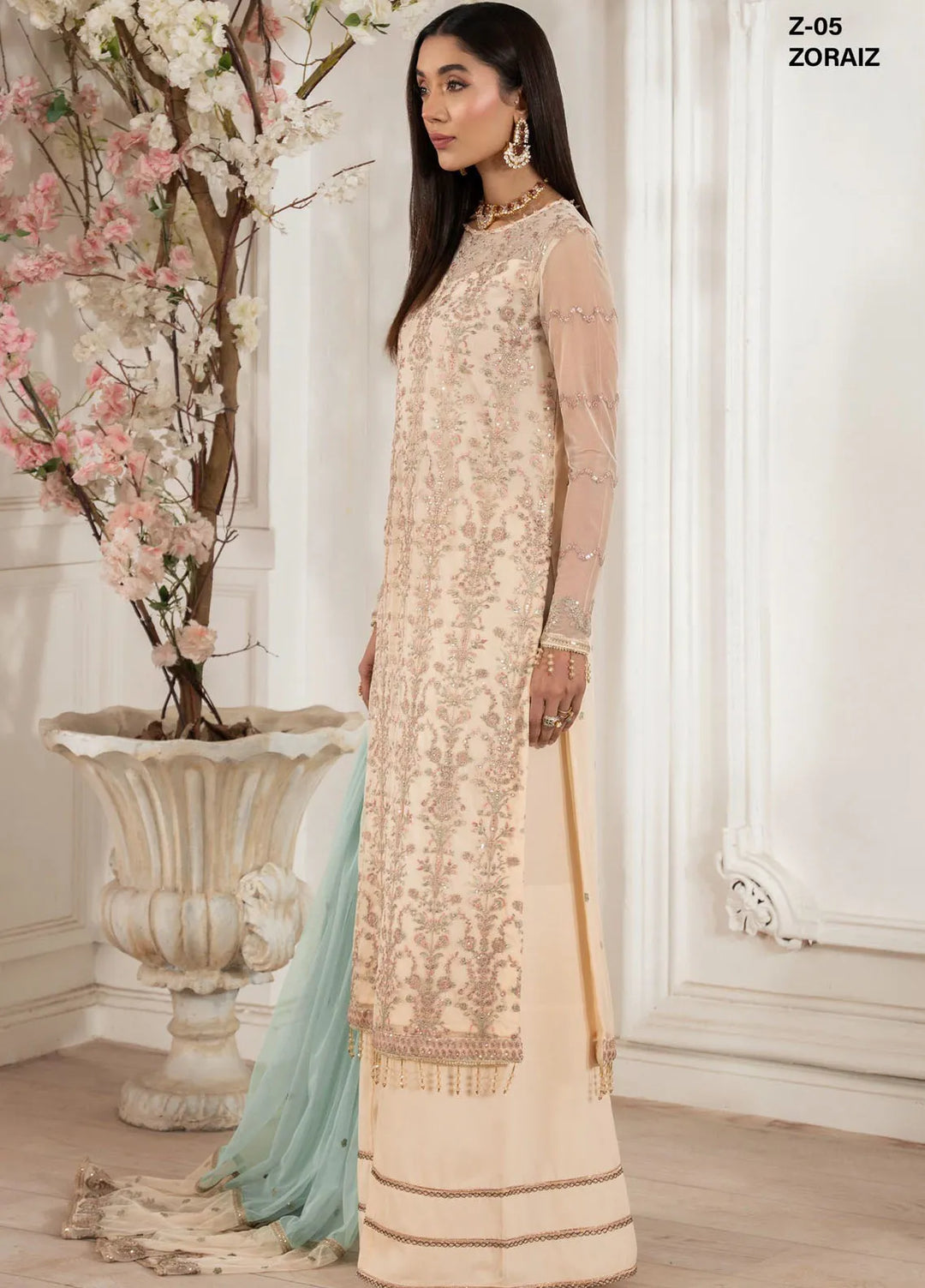 Heer by Zarif Embroidered Net Suit Pret 3 Piece ZF25HF Z-05 Zoraiz - Formals Collection