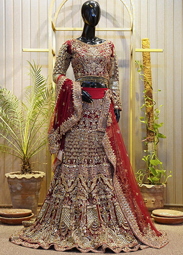 Uzman Yasen Net Luxury Pret 3 Piece Dress Crimson Desire