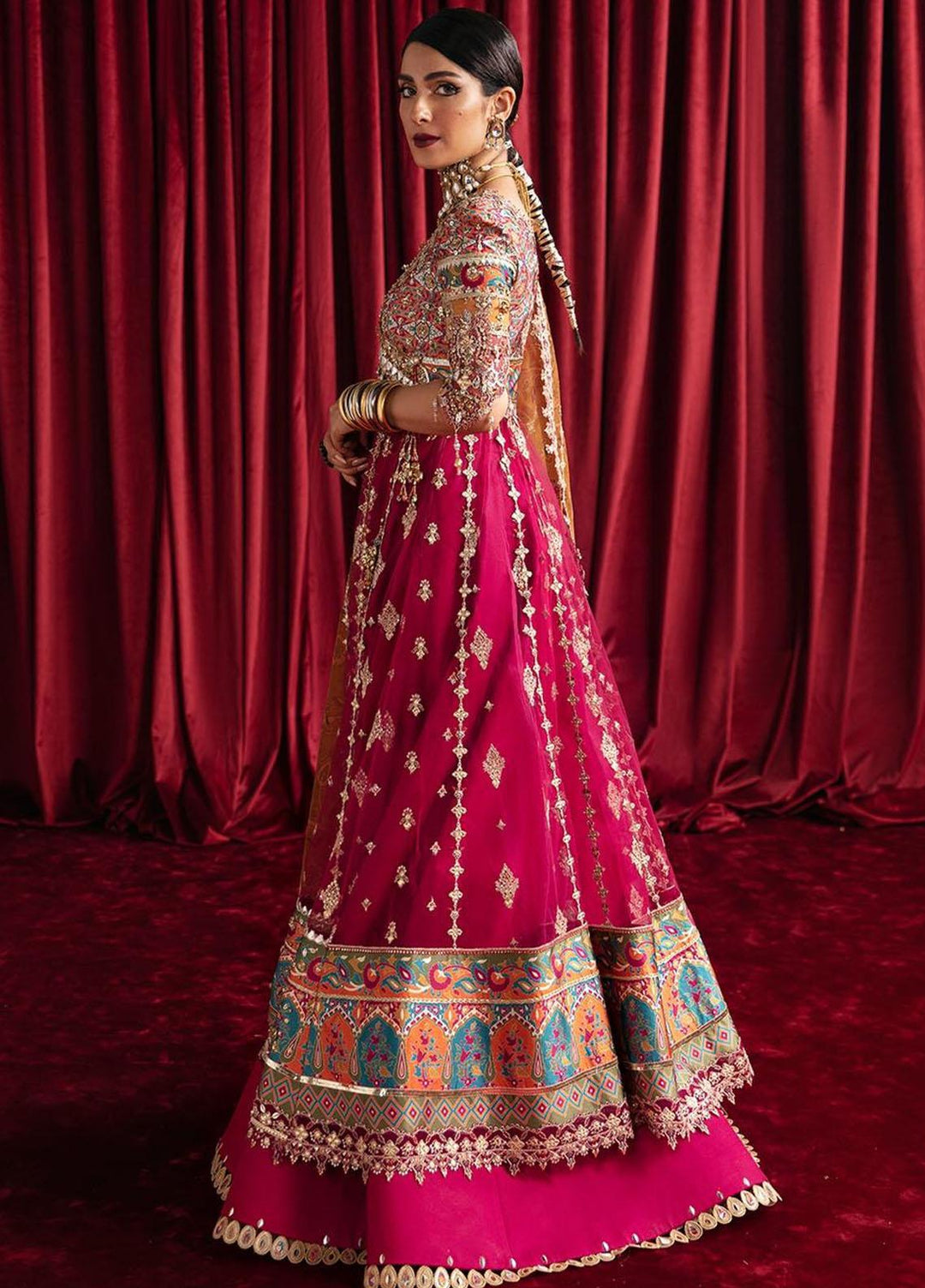 Heer Ranjha By Qalamkar Embroidered Silk Suits Unstitched 4 Piece QLM23HR Leela - Luxury Formal Collection