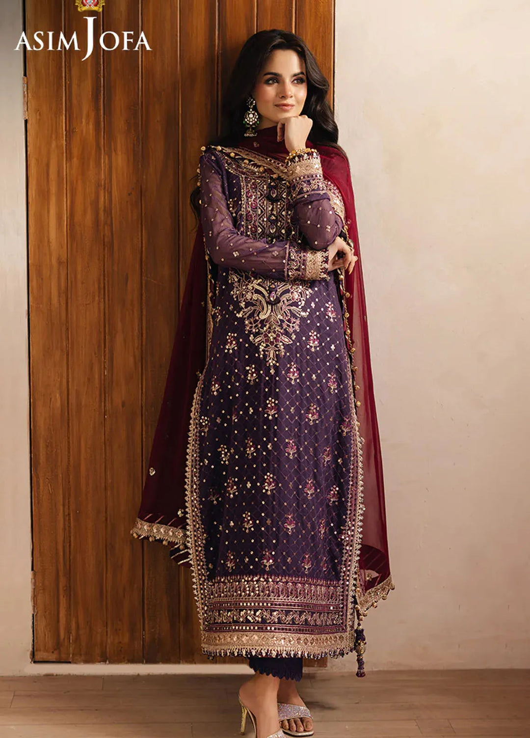 Heeriye by Asim Jofa Embroidered Chiffon Suit Unstitched 3 Piece AJ25H AJHE-01 - Festive Collection
