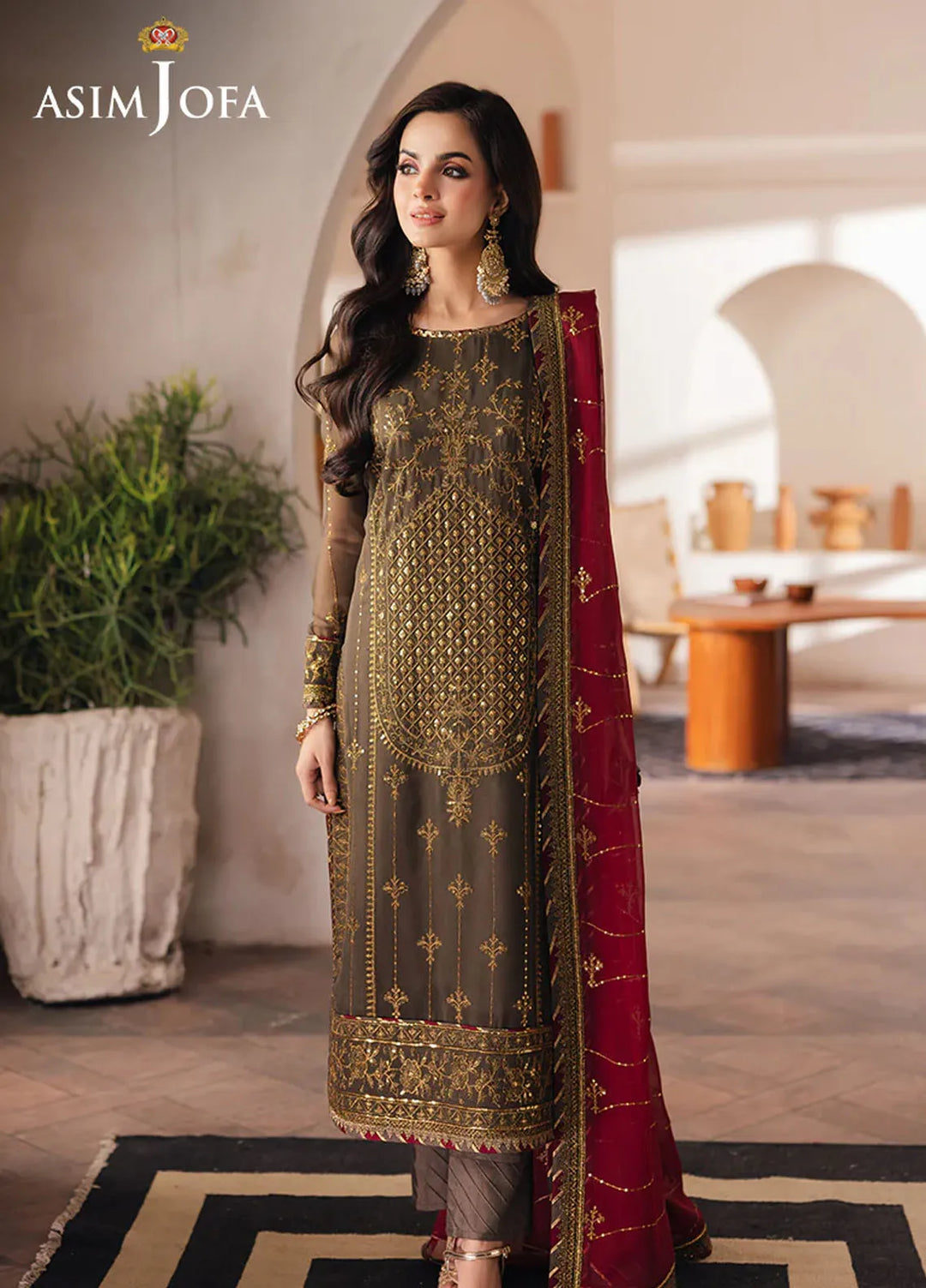 Heeriye by Asim Jofa Embroidered Chiffon Suit Unstitched 3 Piece AJ25H AJHE-06 - Festive Collection
