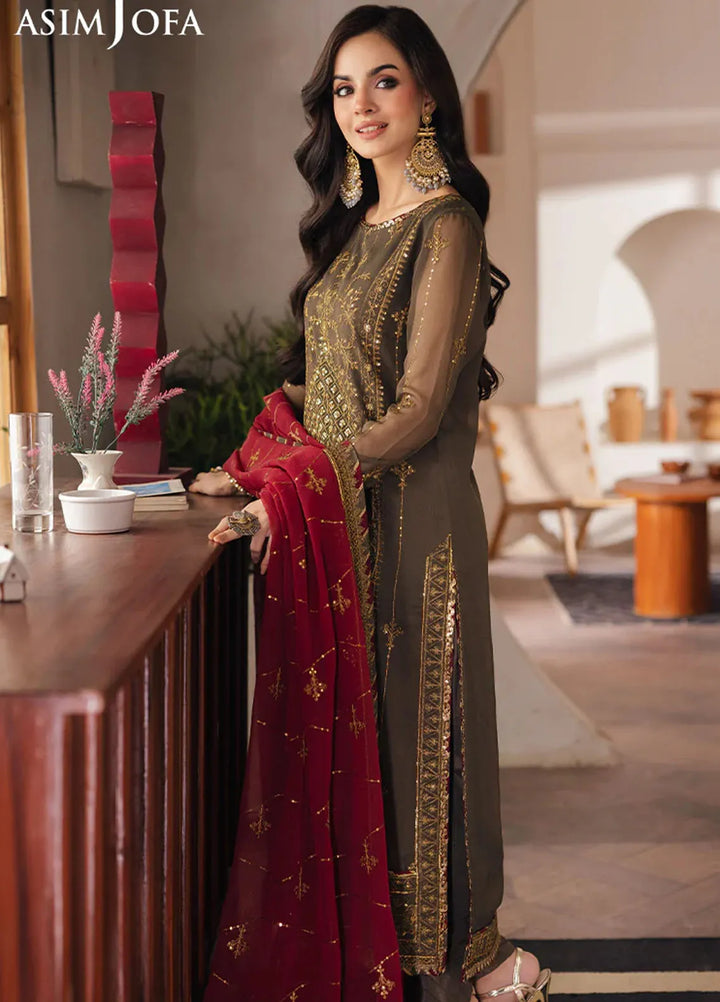 Heeriye by Asim Jofa Embroidered Chiffon Suit Unstitched 3 Piece AJ25H AJHE-06 - Festive Collection