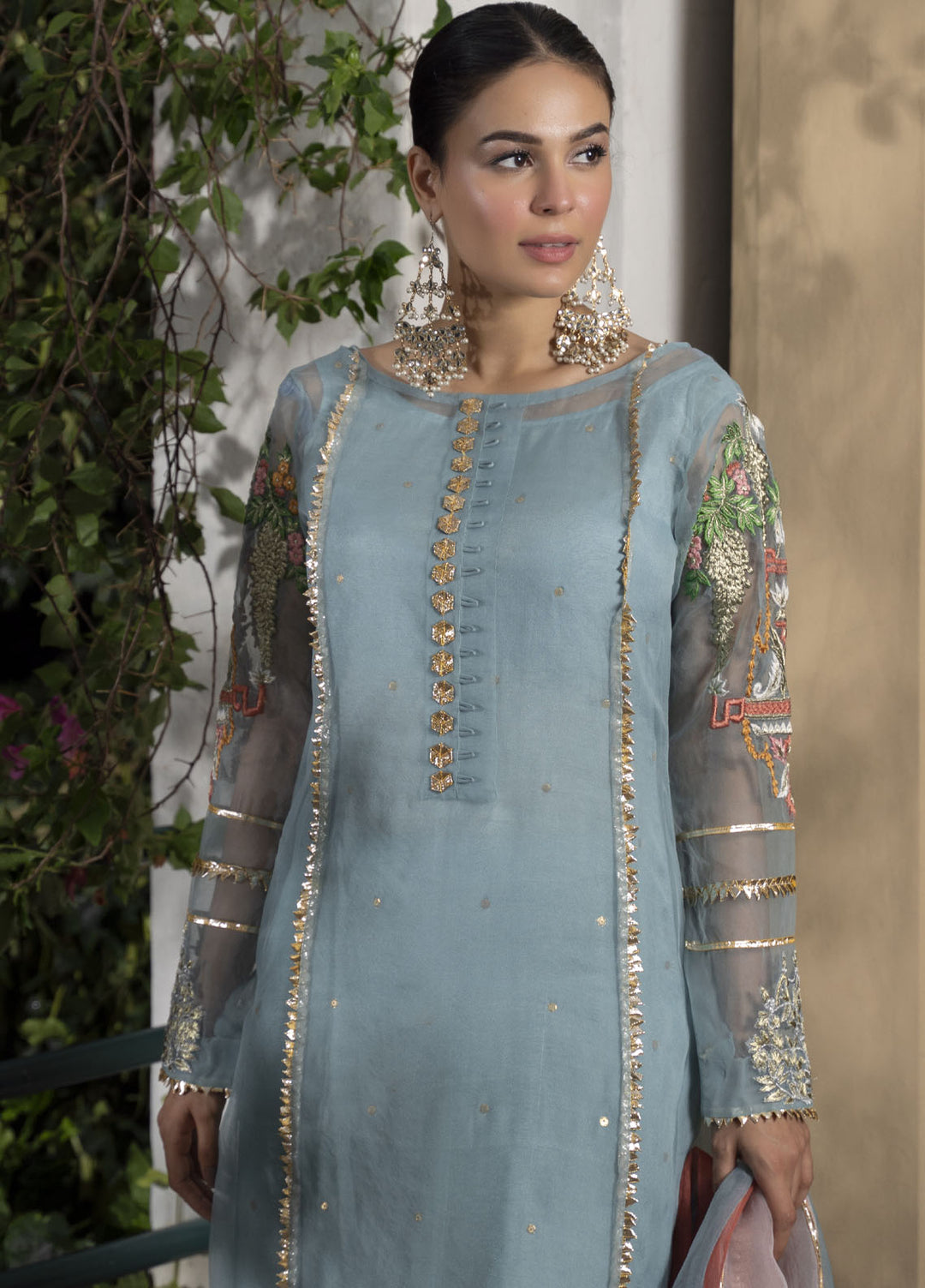 HEM Pret Embroidered Organza 3 Piece Suit Ice Blue