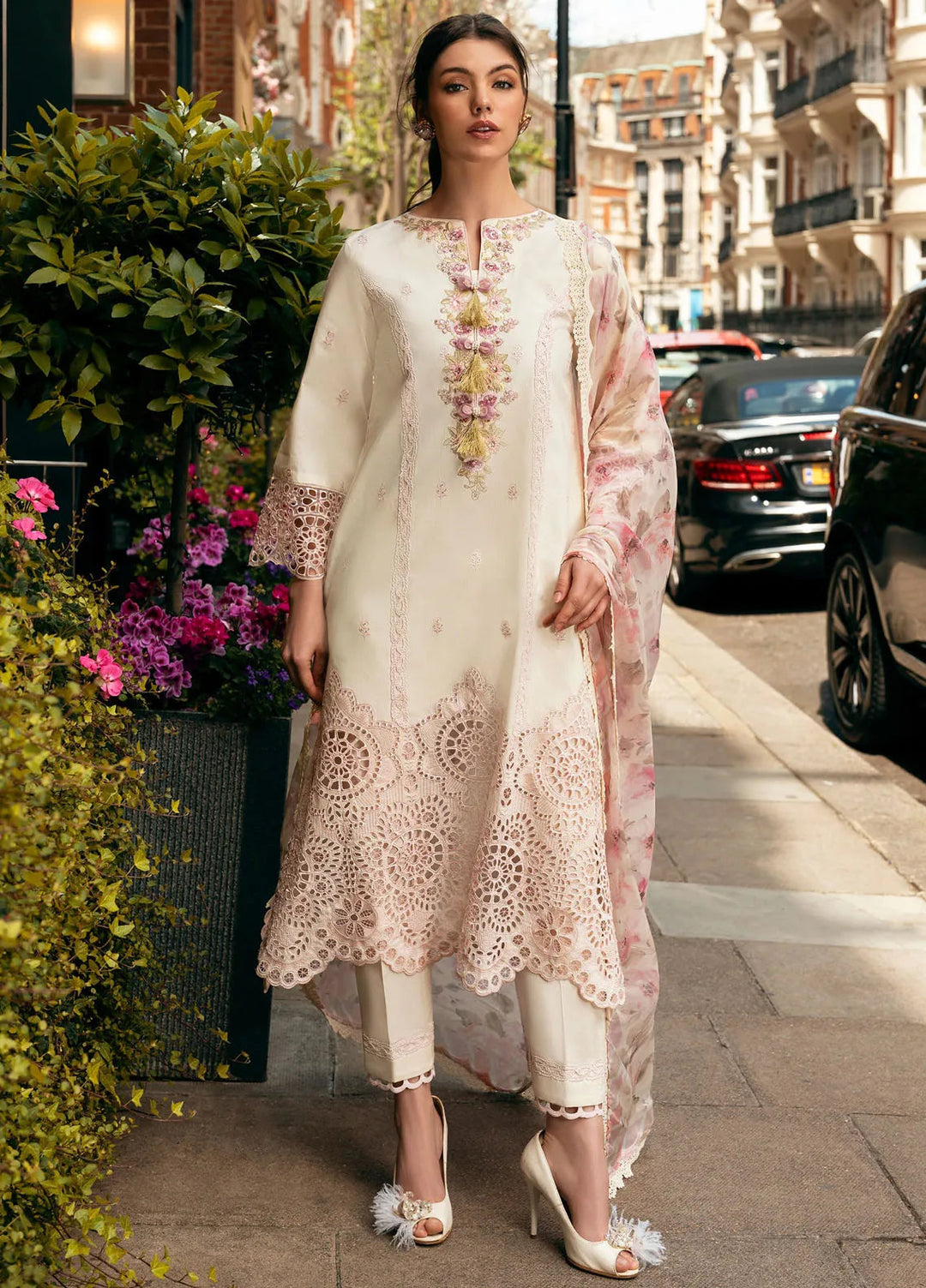 Hemline Odyssey By Mushq Embroidered Lawn Suit Unstitched 3 Piece MQ24H Mocha Muse - Summer Collection
