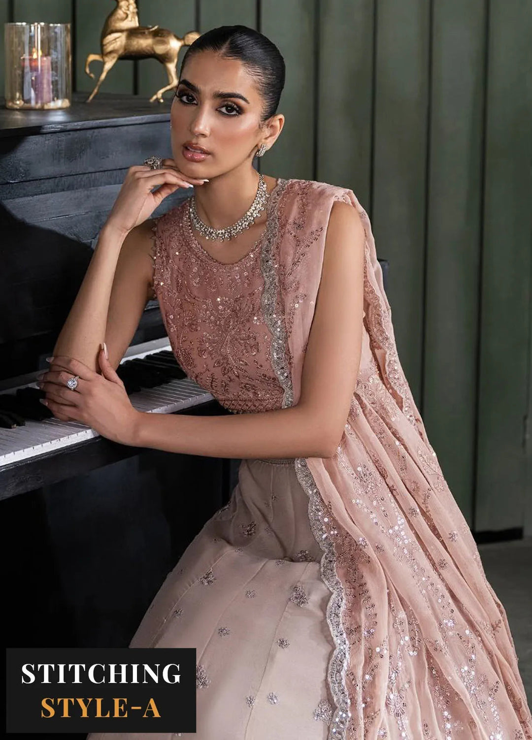 Heritage by Zarif Embroidered Chiffon Suit Unstitched 3 Piece ZR25UF ZHF-07 Elmira - Formals Collection