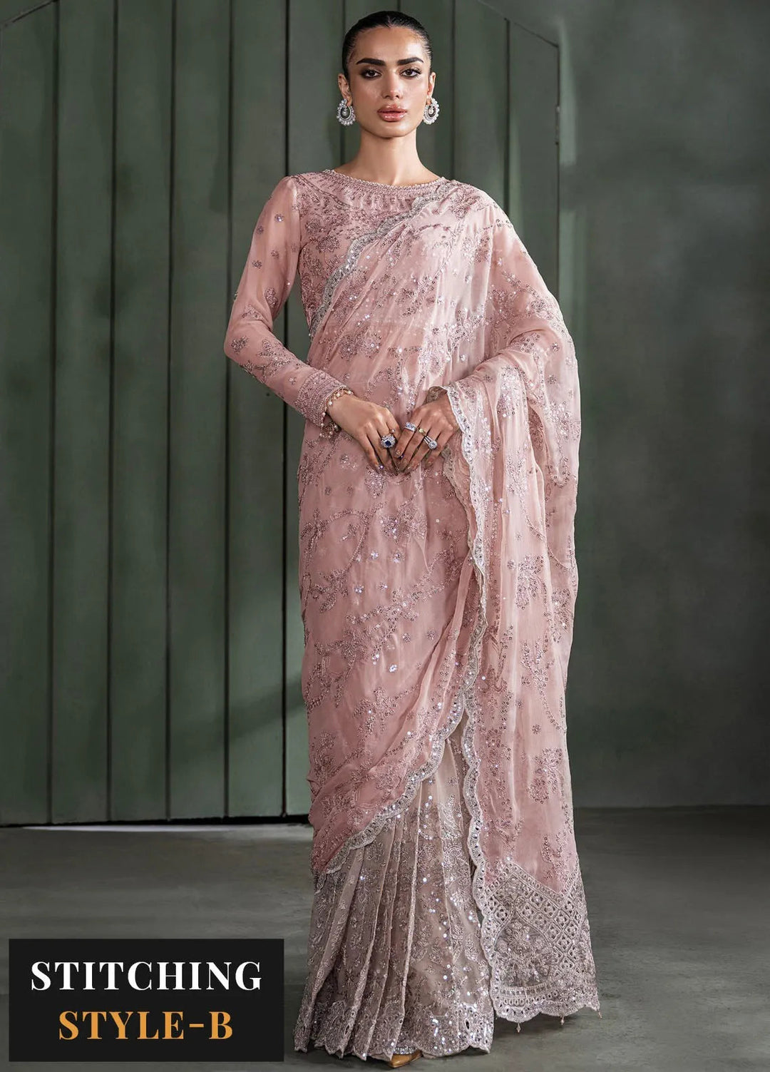 Heritage by Zarif Embroidered Chiffon Suit Unstitched 3 Piece ZR25UF ZHF-07 Elmira - Formals Collection
