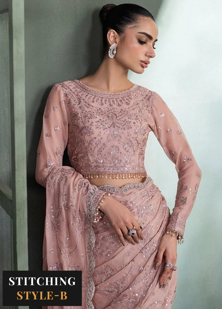 Heritage by Zarif Embroidered Chiffon Suit Unstitched 3 Piece ZR25UF ZHF-07 Elmira - Formals Collection