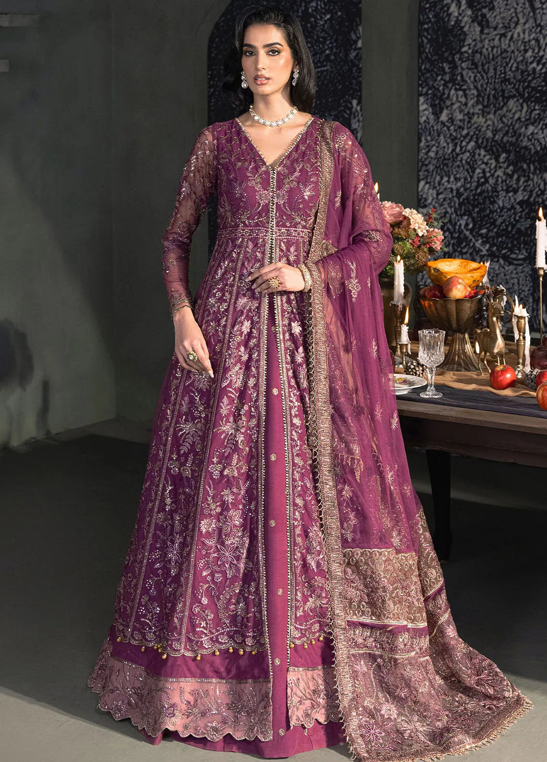 Heritage by Zarif Embroidered Net Suit Unstitched 3 Piece ZR25UF ZHF-02 Tiffany - Formals Collection