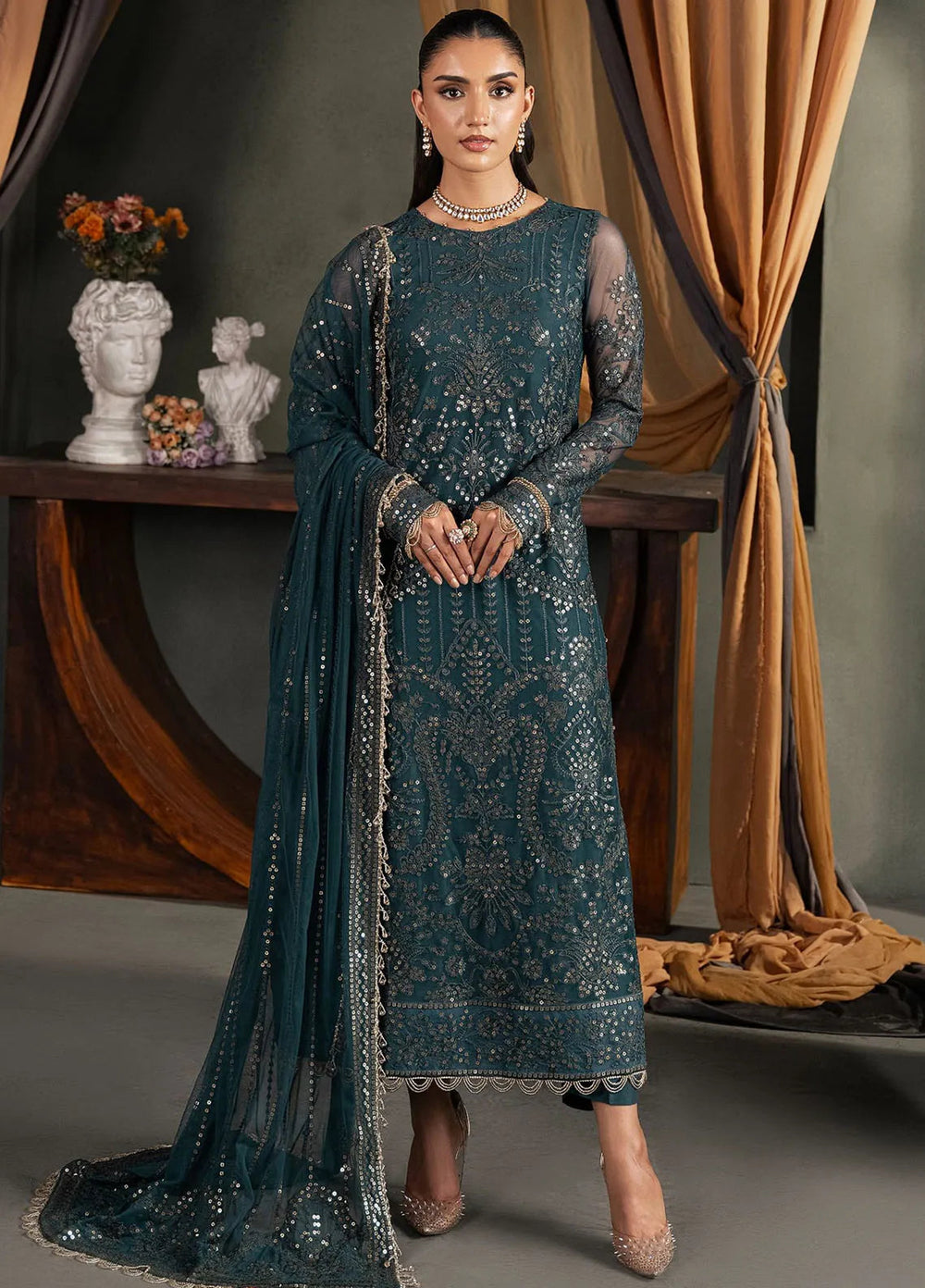 Heritage by Zarif Embroidered Net Suit Unstitched 3 Piece ZR25UF ZHF-04 Arha - Formals Collection