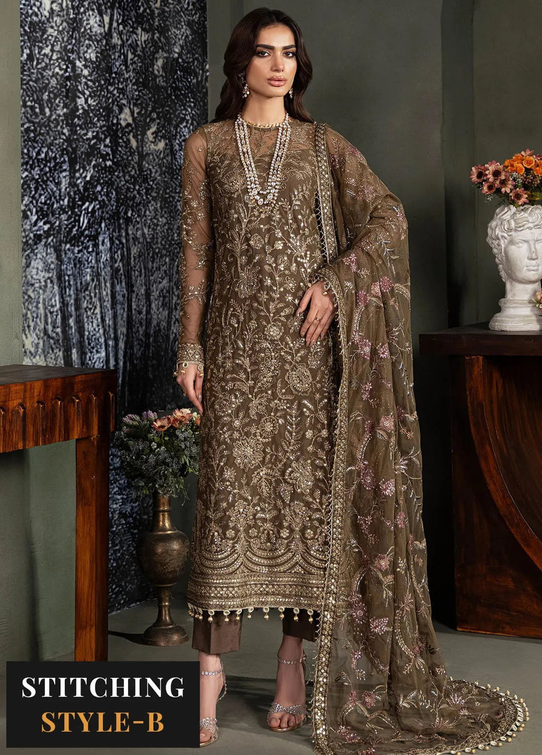 Heritage by Zarif Embroidered Net Suit Unstitched 3 Piece ZR25UF ZHF-06 Zhalay - Formals Collection
