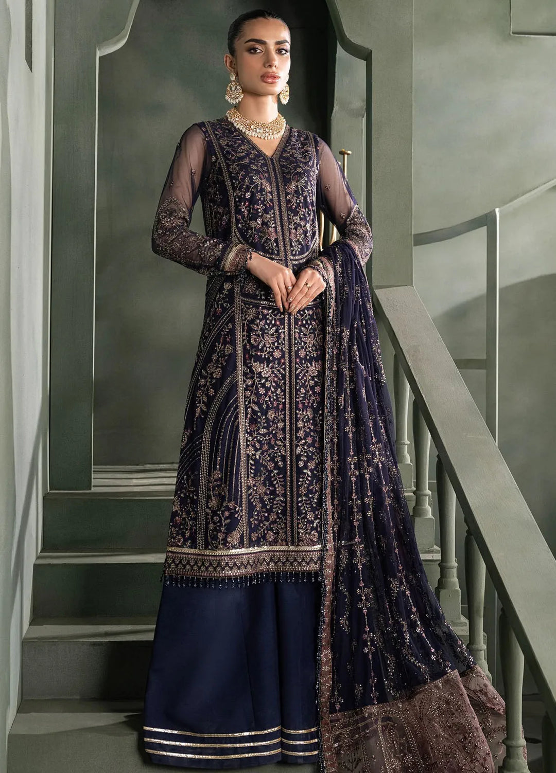 Zarif Embroidered Net Suits Unstitched 3 Piece ZR25UF SBA-01 Elif - Formals Collection