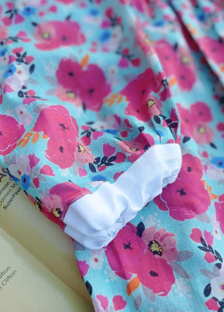 Hiba Clothing Lawn Casual Girls 2 Piece Suit -  HBT-104 TURQUOISE