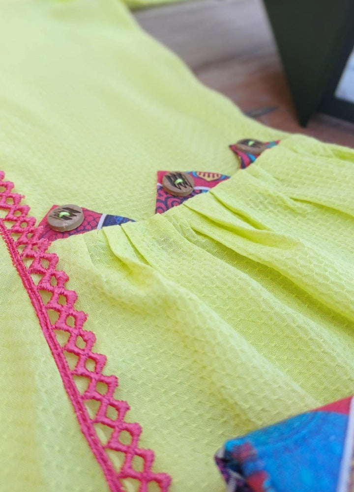 Hiba Clothing Lawn Casual 2 Piece Suit for Girls -  HBT-105 VIVID LEMON