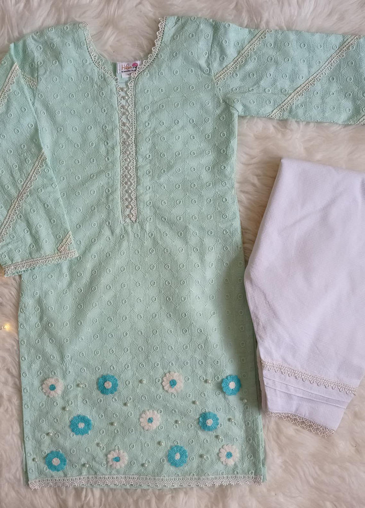 Hiba Clothing Chikankari Fancy 2 Piece Suit for Girls -  HEC-003 Pastel Blue