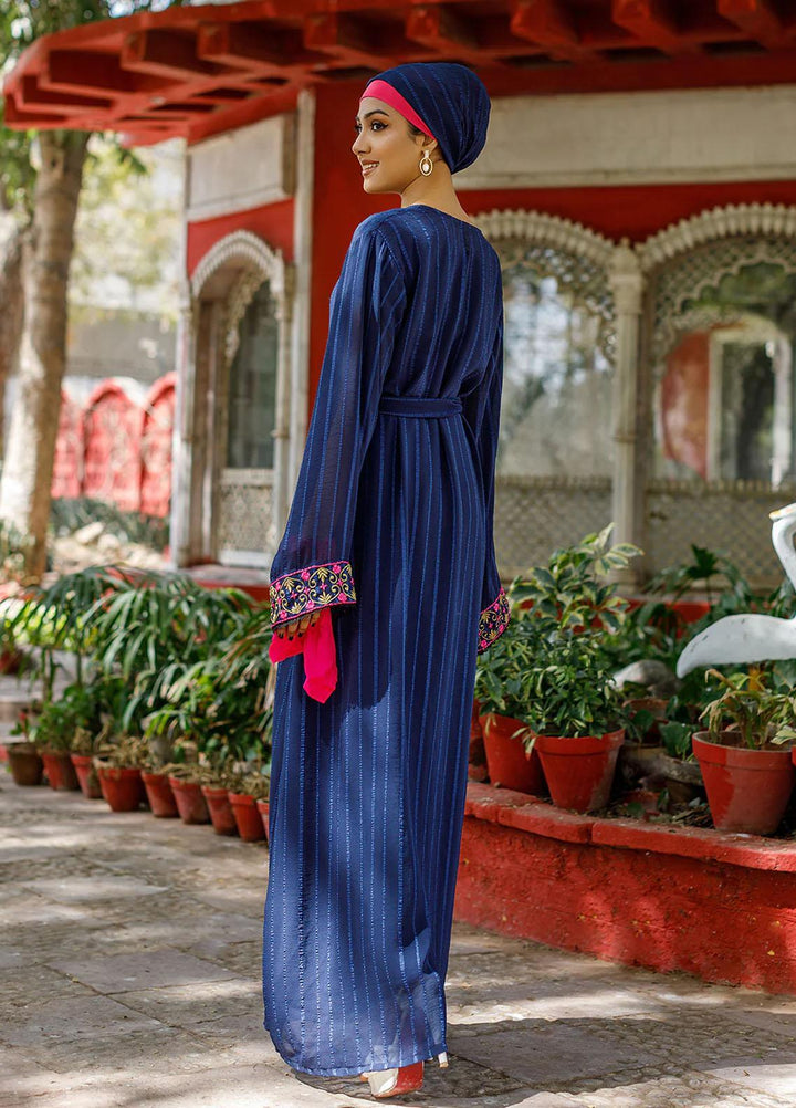 Hijabi pk   Pret Abaya Royal Blue Front Open Abaya