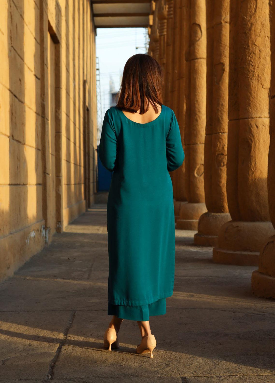 Hina Hassan Studio Casual Pret  Viscose 2 Piece Dress Paradise Blue W02B0223