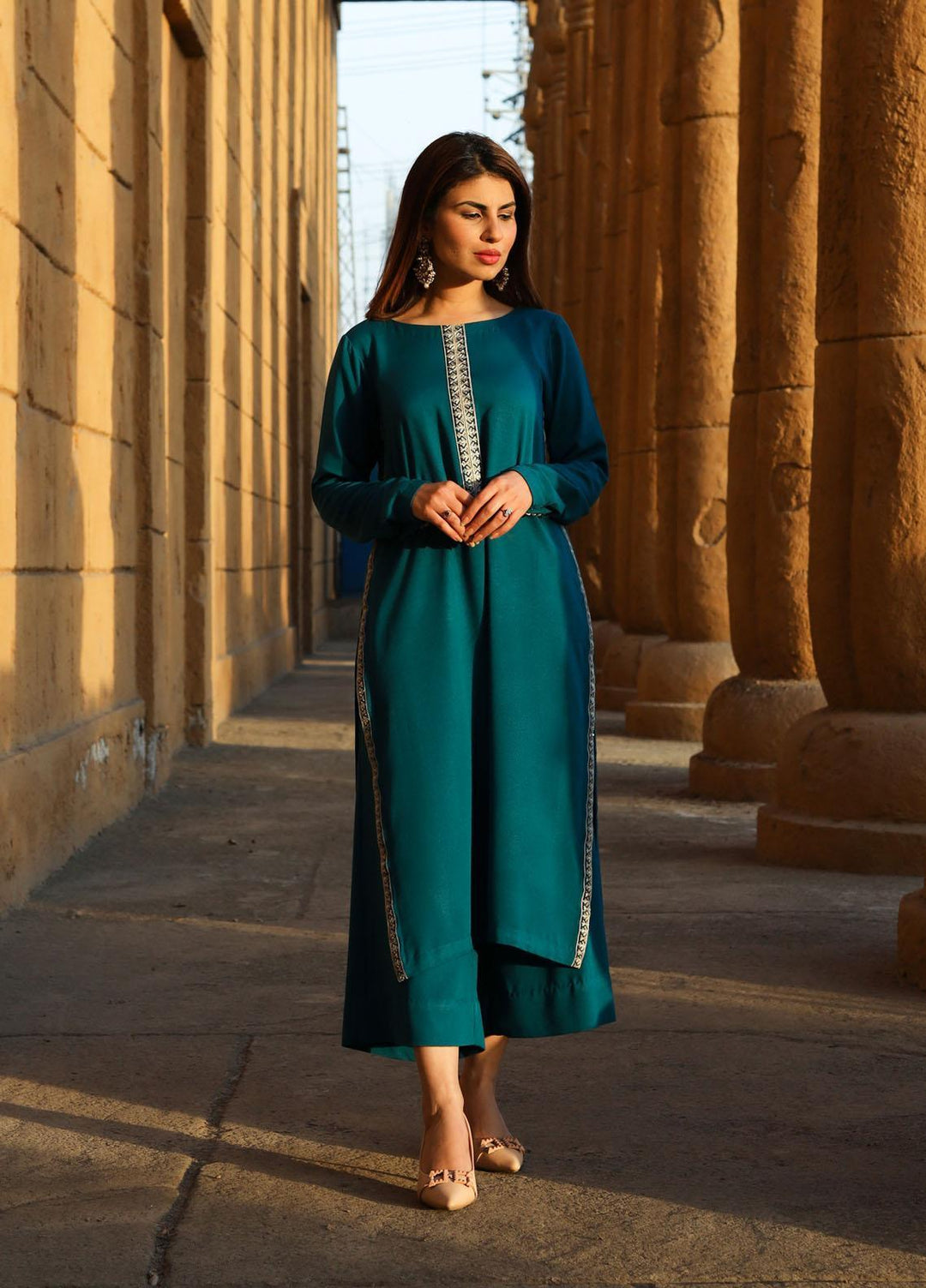 Hina Hassan Studio Casual Pret  Viscose 2 Piece Dress Paradise Blue W02B0223