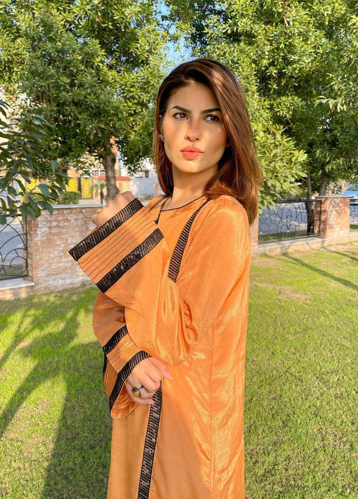 Hina Hassan Studio Pret  Raw Silk 2 Piece Suit HH22BE Cadmium Orange