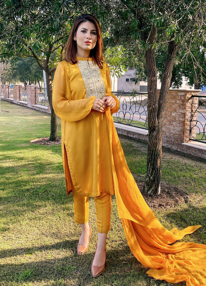 Hina Hassan Studio Pret  Viscose 3 Piece Suit HH22BE Marigold