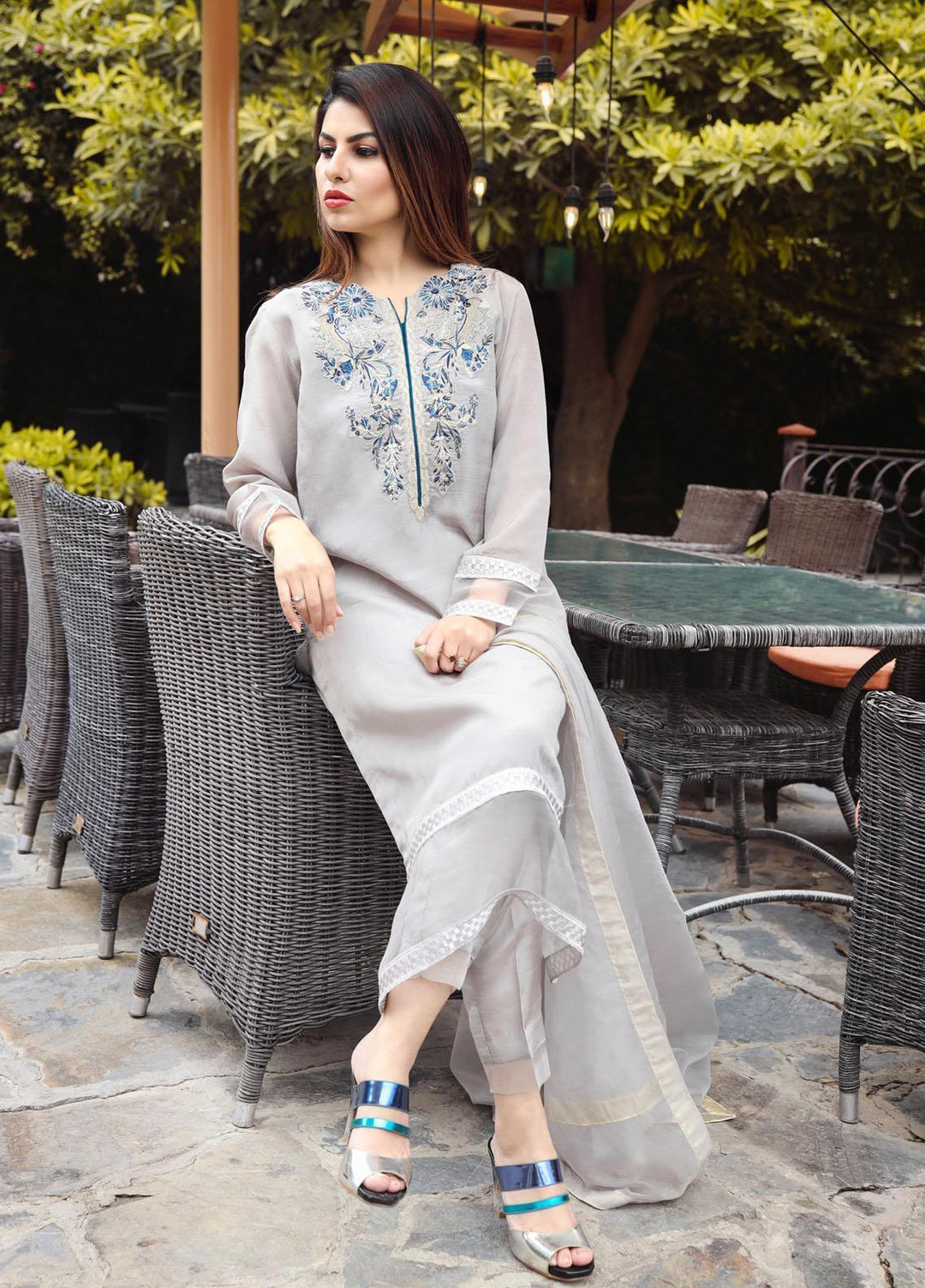 Hina Hassan Studio Pret  Raw Silk 3 Piece Suit HH22BE Mystic Grey