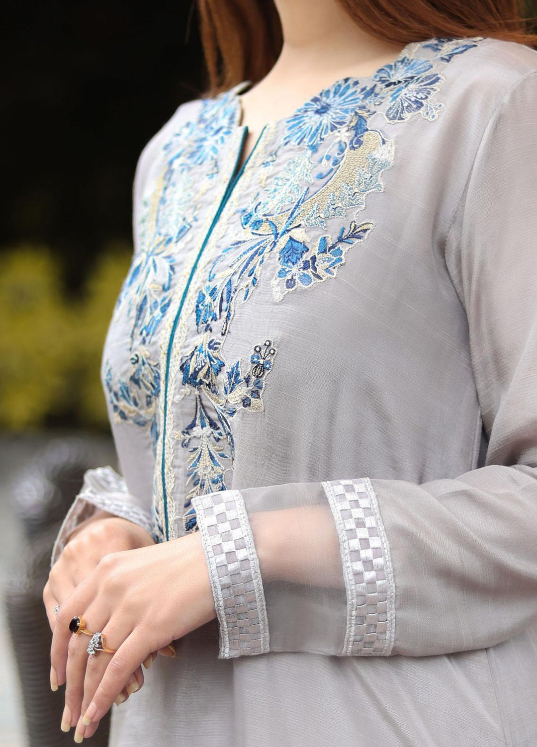 Hina Hassan Studio Pret  Raw Silk 3 Piece Suit HH22BE Mystic Grey