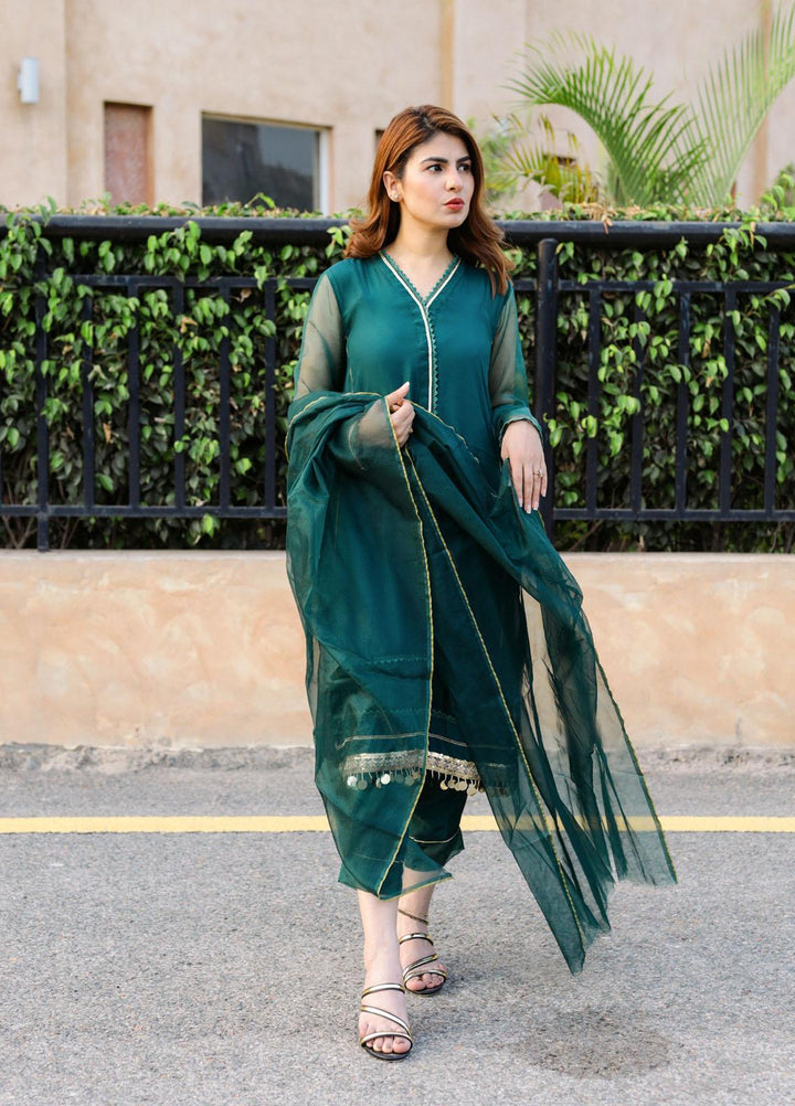 Hina Hassan Studio Pret  Viscose 3 Piece Suit HH22BE Emerald Green
