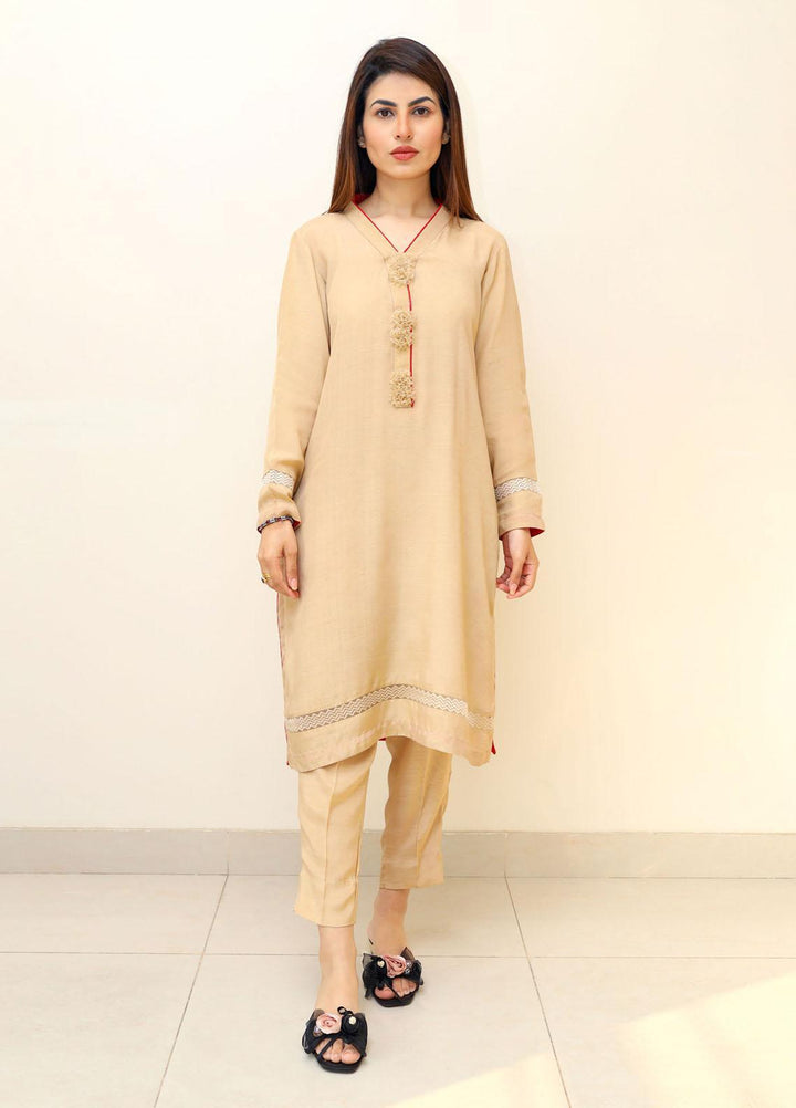 Hina Hassan Studio Pret  Raw Silk 2 Piece Suit HH22BE Floral Wheat