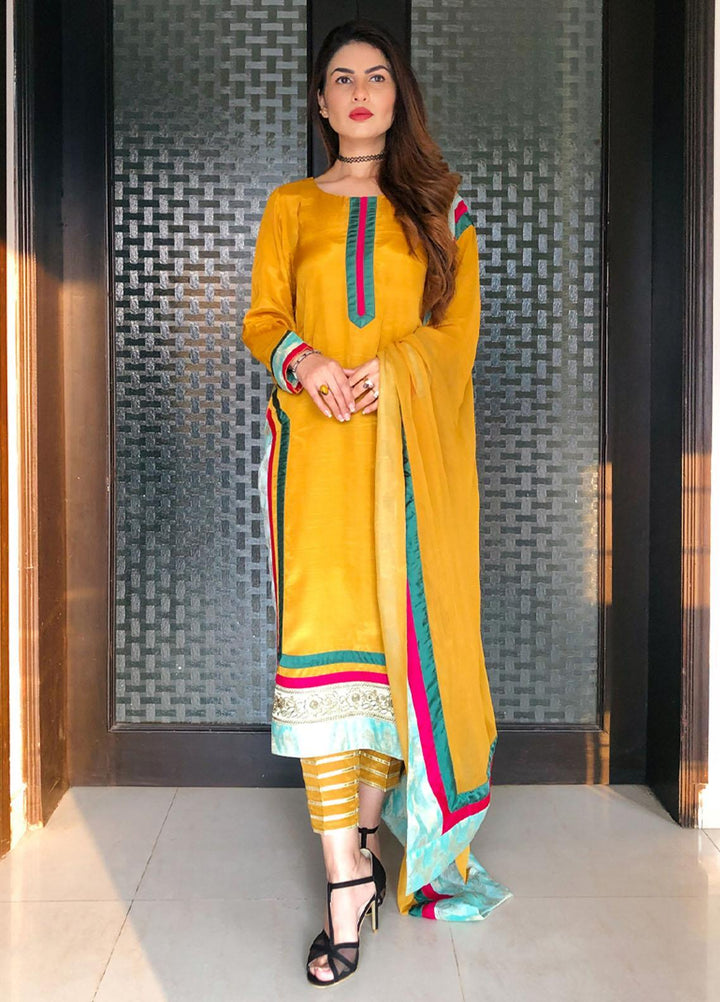 Hina Hassan Studio Pret  Raw Silk 3 Piece Suit HH22BE Saffron Yellow