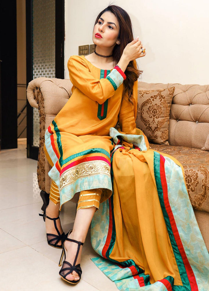 Hina Hassan Studio Pret  Raw Silk 3 Piece Suit HH22BE Saffron Yellow