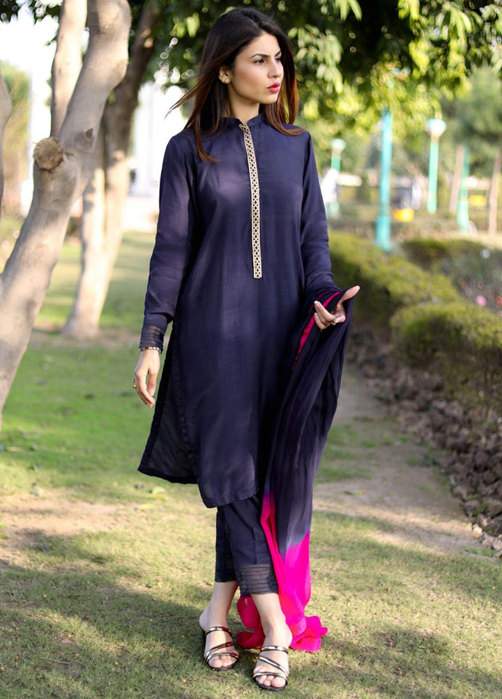 Hina Hassan Studio Pret  Raw Silk 3 Piece Suit HH22BE Blue Edit