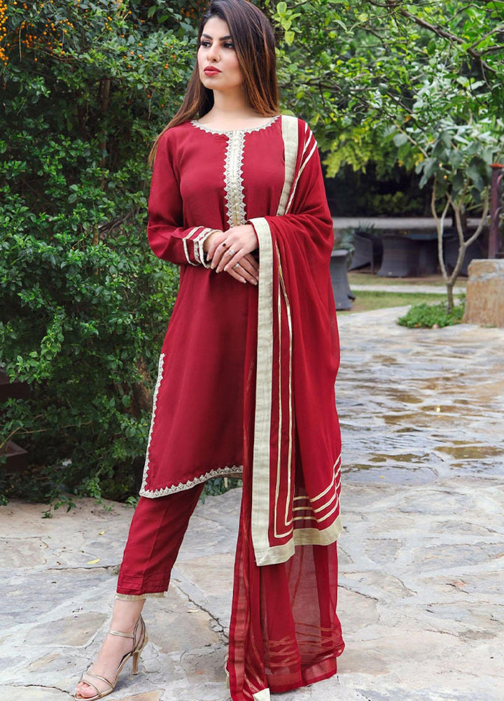 Hina Hassan Studio Pret  Raw Silk 3 Piece Suit HH22BE Sweet Scarlet