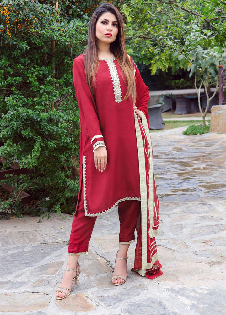 Hina Hassan Studio Pret  Raw Silk 3 Piece Suit HH22BE Sweet Scarlet