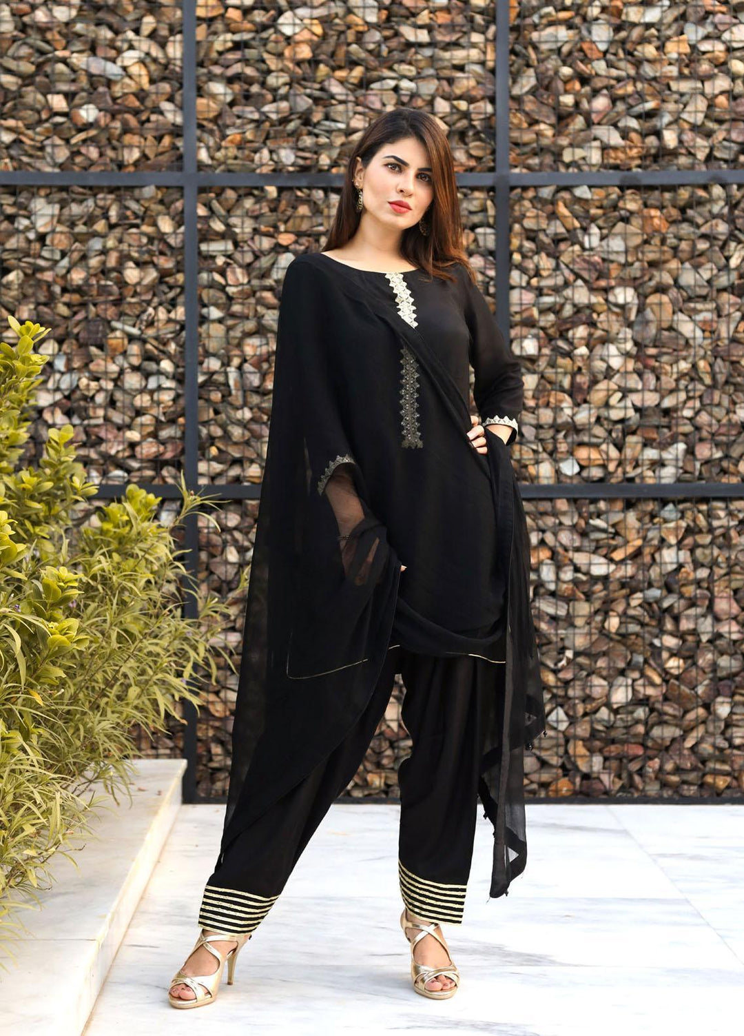 Hina Hassan Studio Pret  Viscose 3 Piece Suit HH22BE Ethnic Black