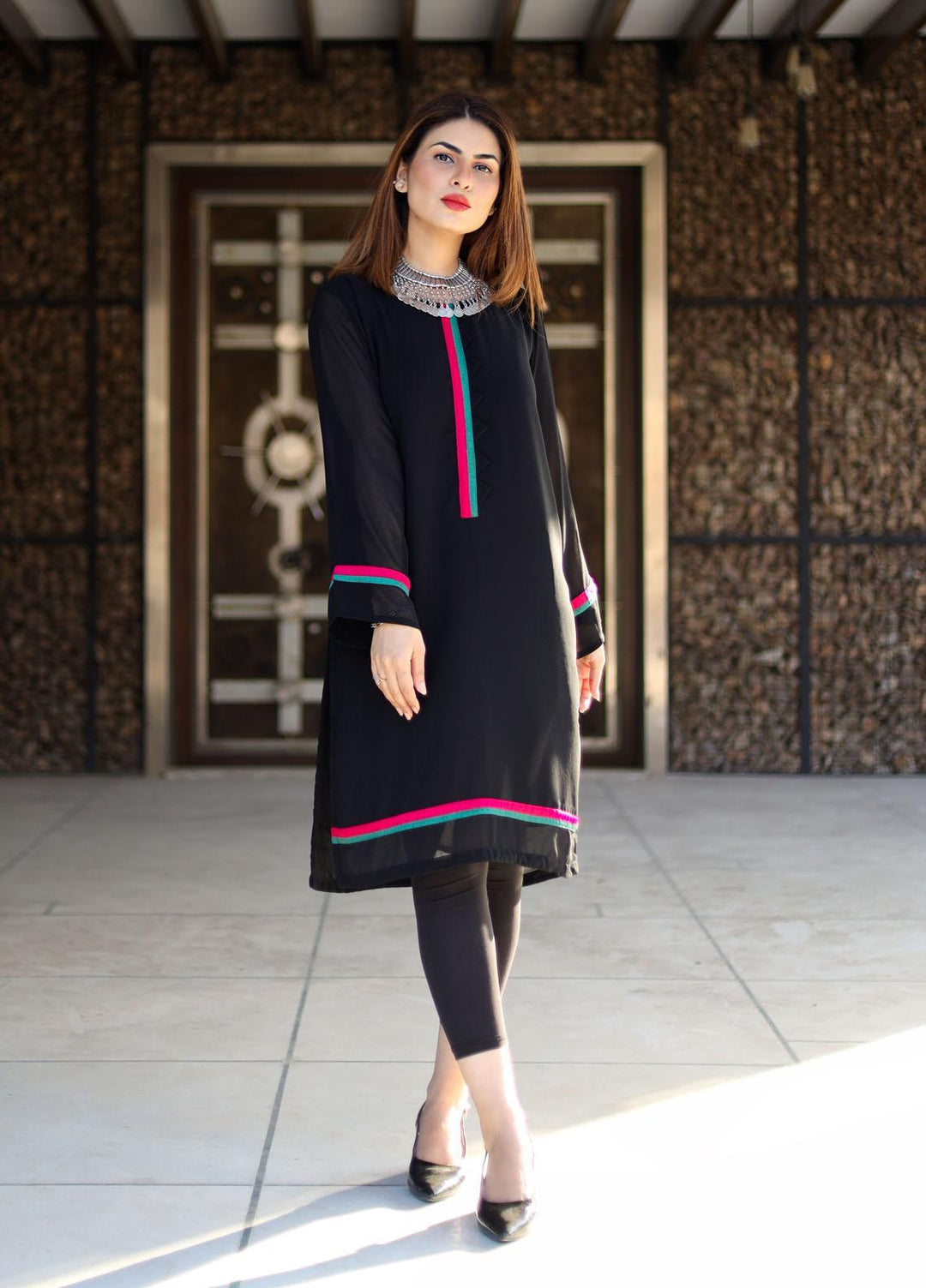 Hina Hassan Studio Pret  Chiffon Shirt HH22BE Raven Black