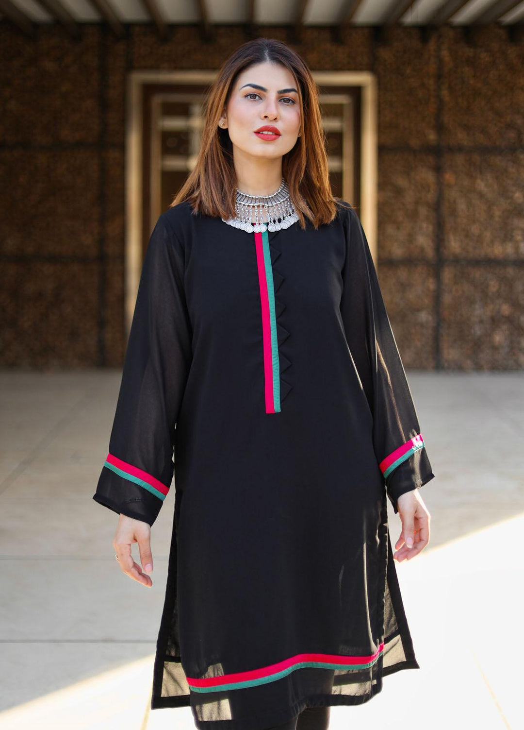 Hina Hassan Studio Pret  Chiffon Shirt HH22BE Raven Black
