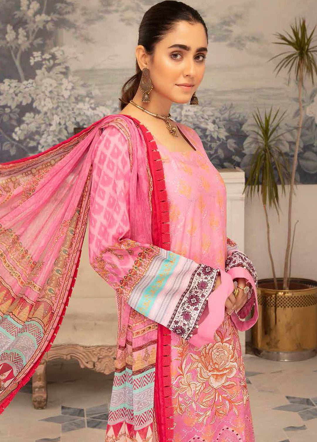Hoor by Riaz Arts Embroidered Lawn Suits Unstitched 3 Piece RA21H DH-21 - Summer Collection