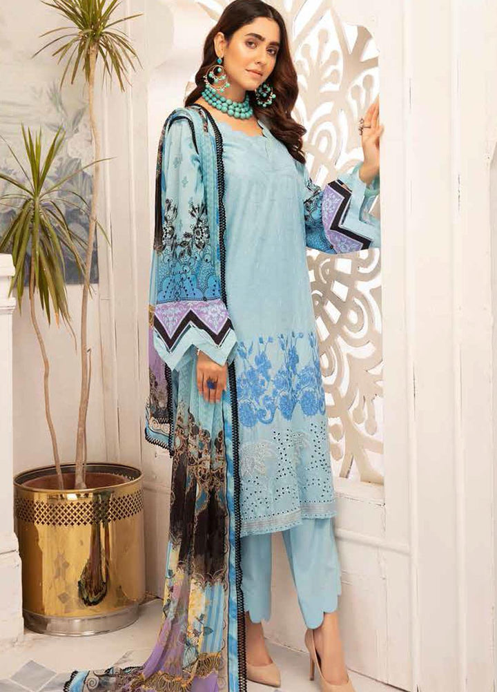 Hoor by Riaz Arts Embroidered Lawn Suits Unstitched 3 Piece RA21H DH-22 - Summer Collection