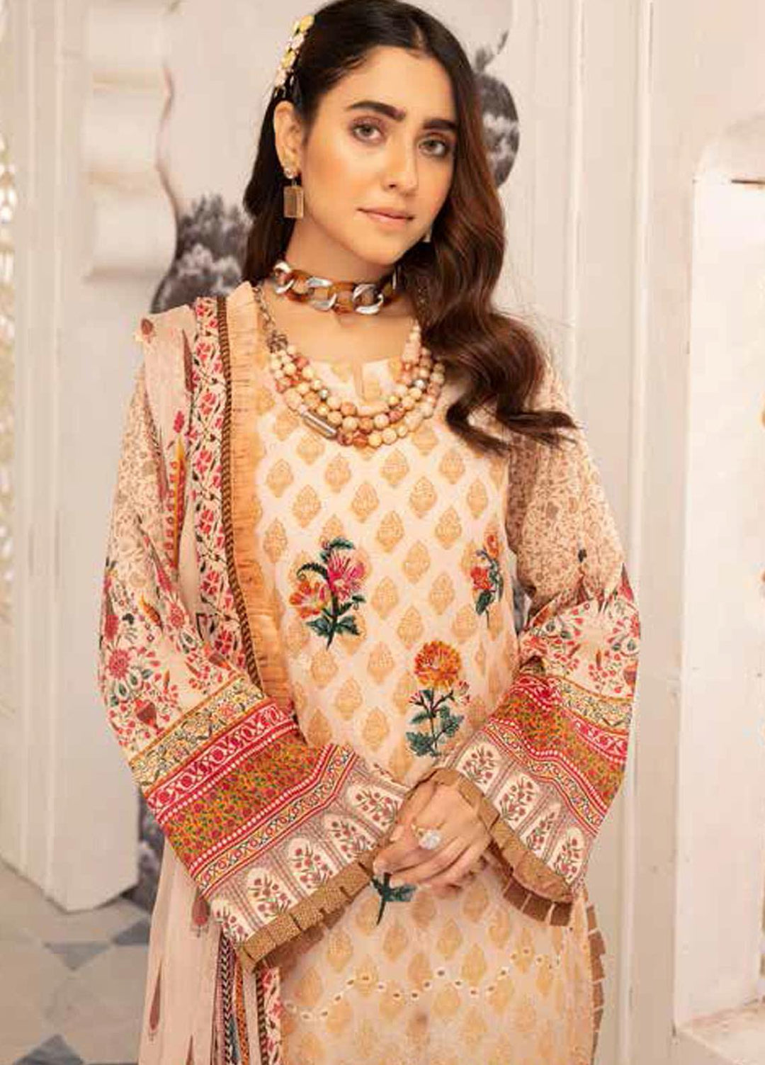 Hoor by Riaz Arts Embroidered Lawn Suits Unstitched 3 Piece RA21H DH-25 - Summer Collection
