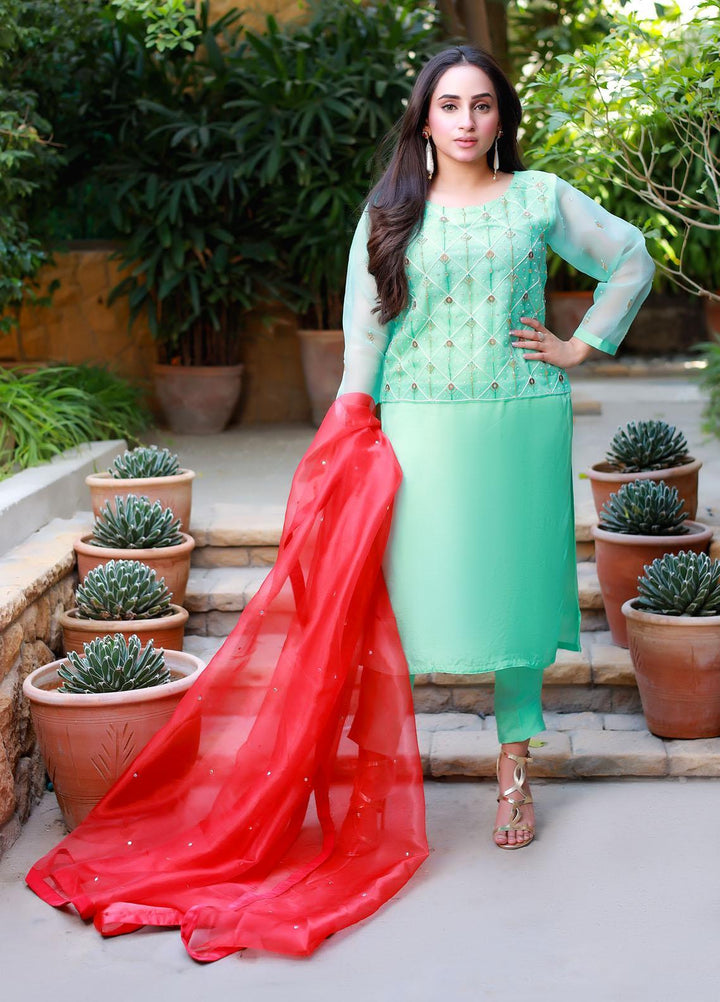 Sidra Mumtaz Pret Embroidered Organza 3 Piece SM22H 2202-10-Peace