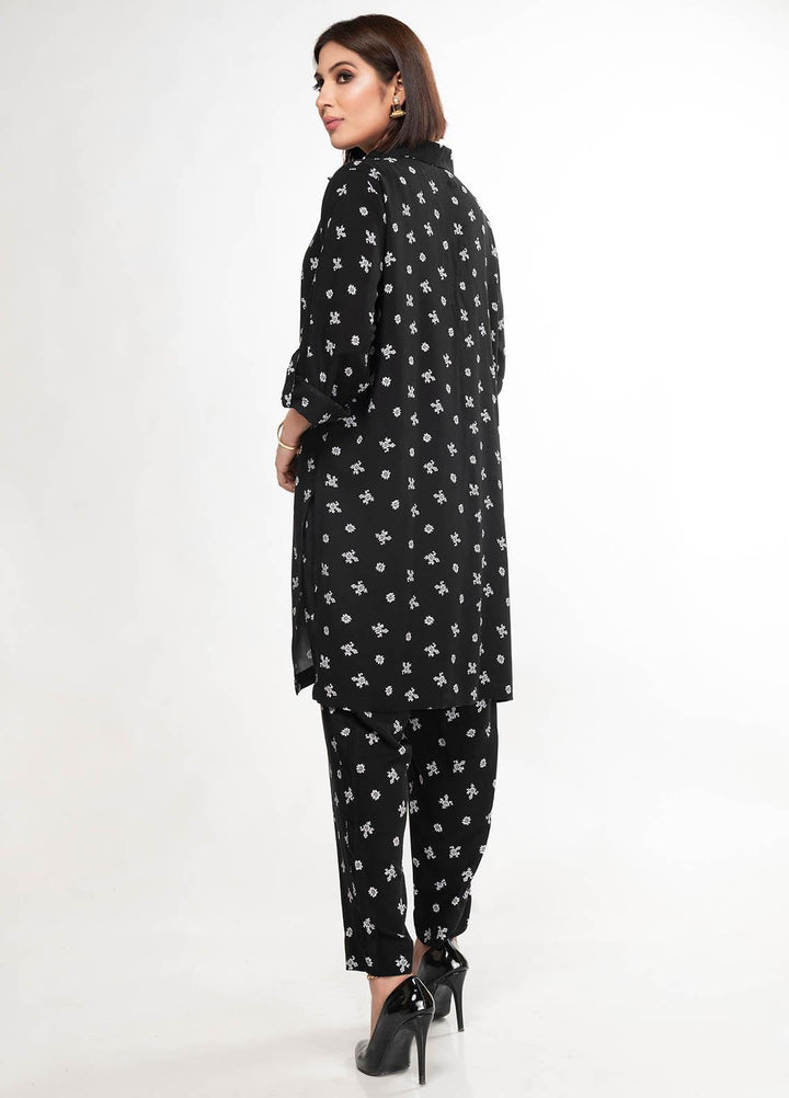 House of Vasli Casual Pret  Linen 2 Piece Dress HOV23CP AL0011-2023 Black with white Floral