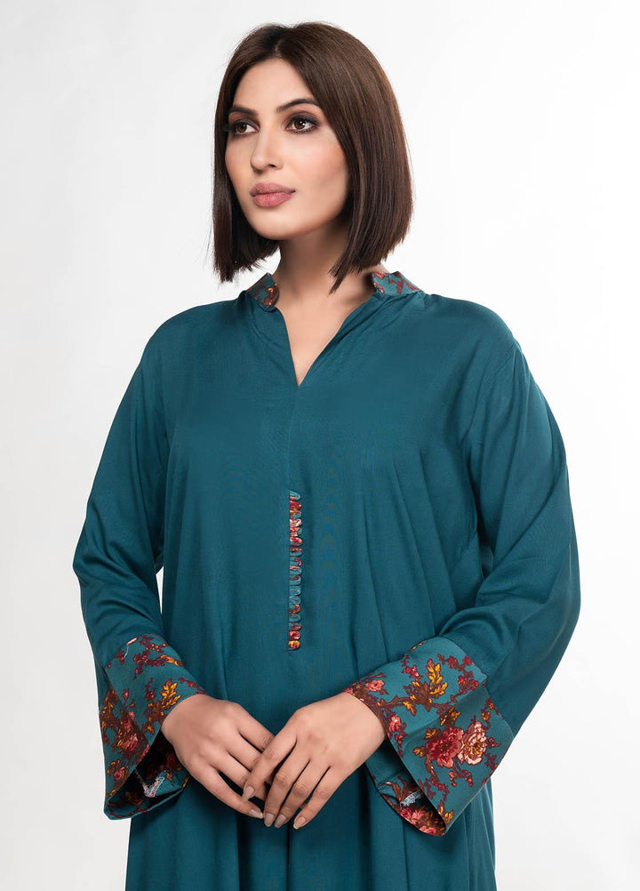 House of Vasli Casual Pret  Linen 2 Piece Dress HOV23CP AL0014-2023 Sea Green with Print pants
