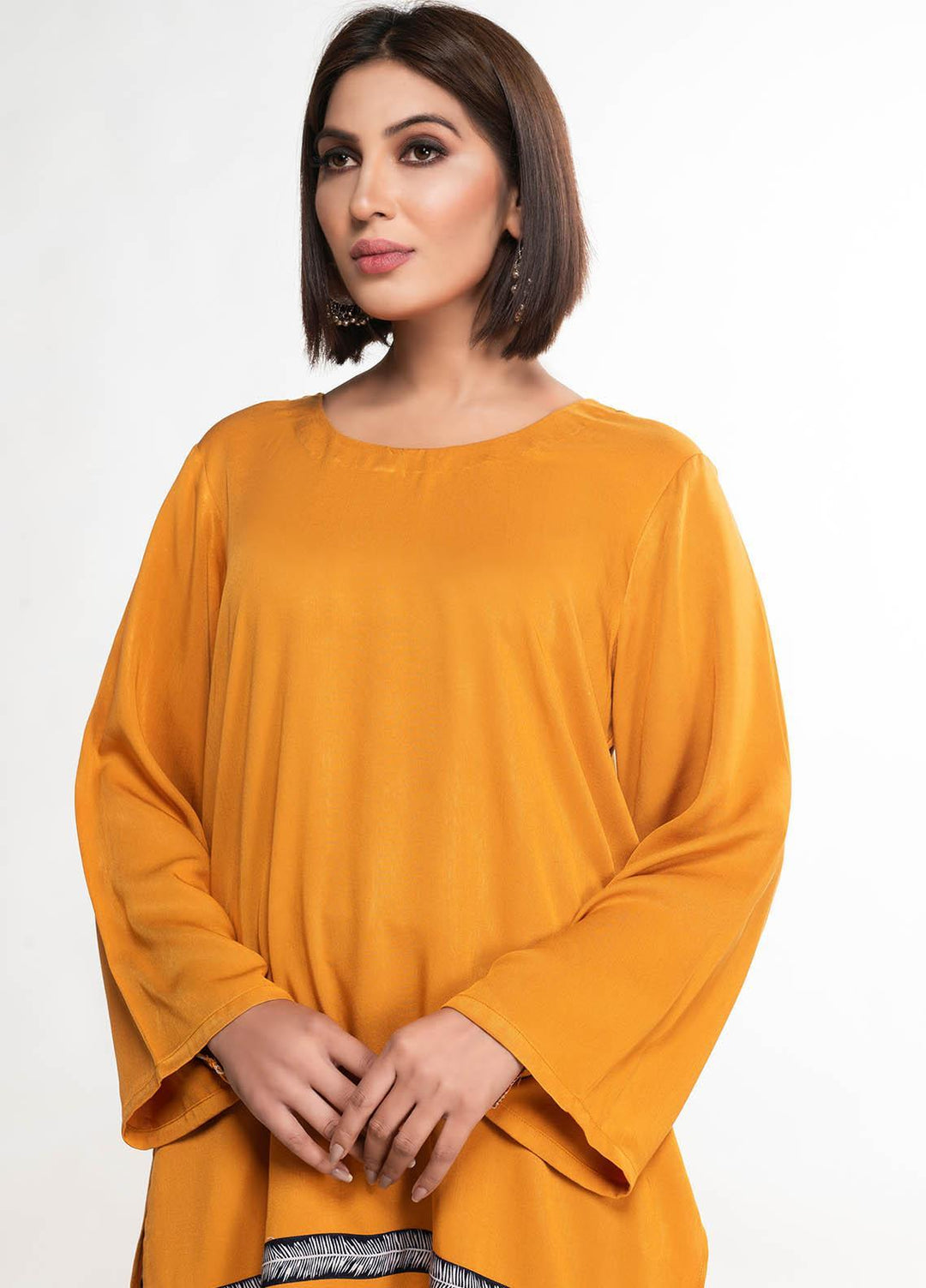 House of Vasli Casual Pret  Linen 2 Piece Dress HOV23CP AL002-2023 Mustard with Blue Strip